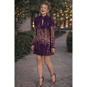 Kate Spade New York Ombré Sequin Shift Dress in purple Women’s 4 NWOT Defaced